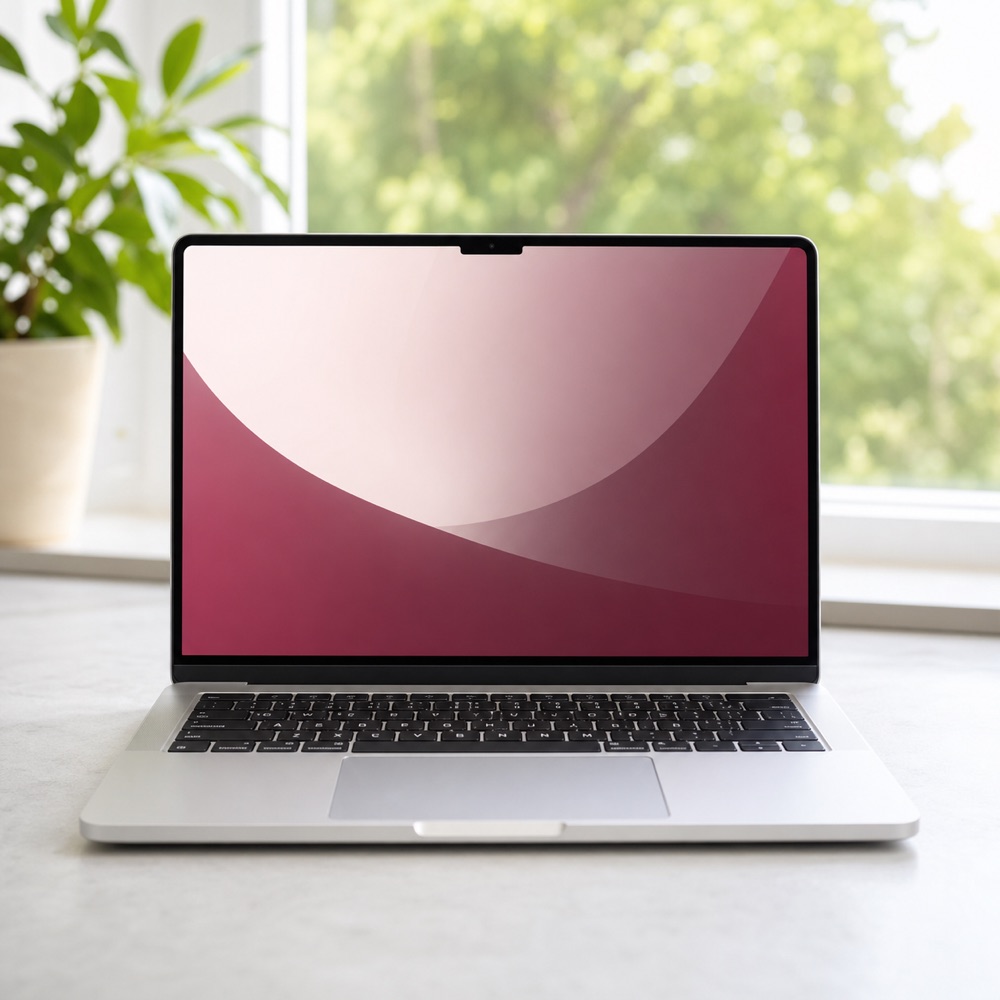 Jasná realistická fotografie moderního MacBooku